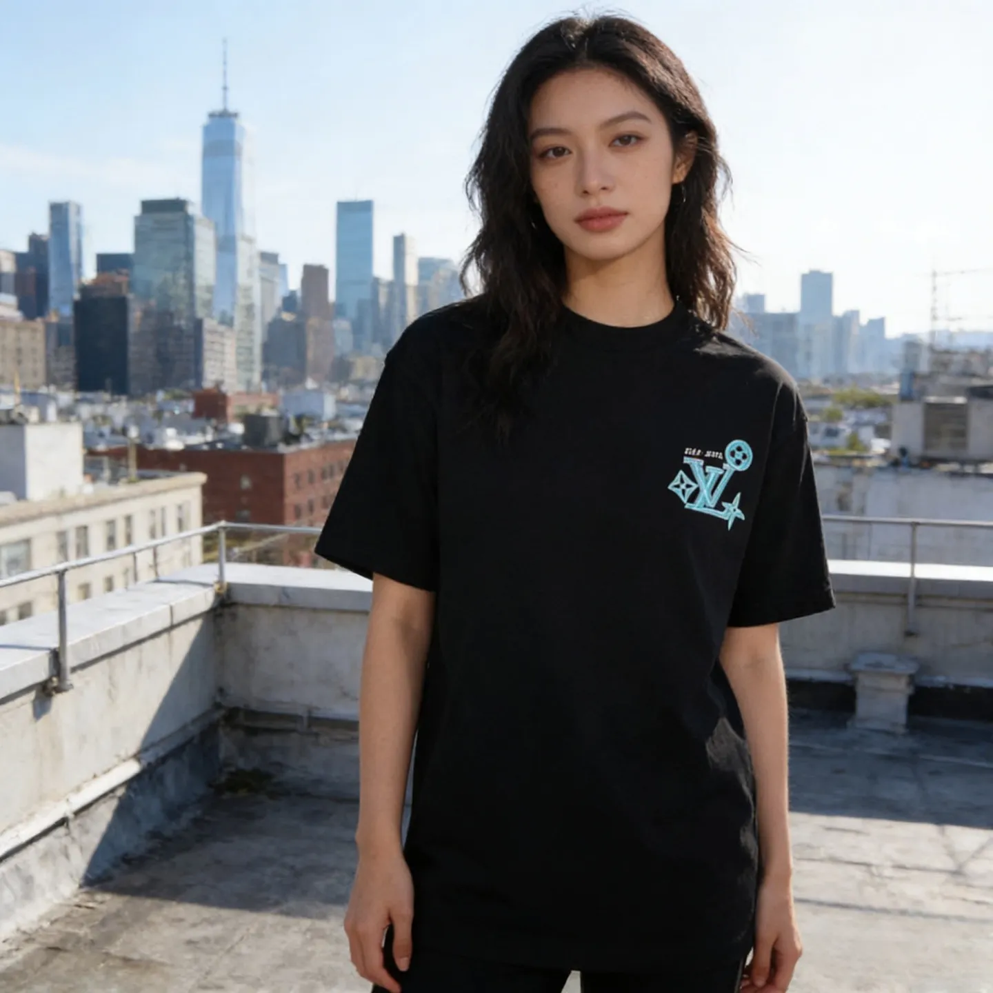 Louis Vuitton/Louis Vuitton 26ss short sleeves with front and rear letter logo embroidery